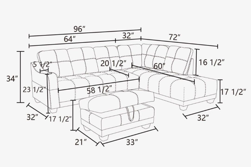 Aainehome L-shape Sofa Set