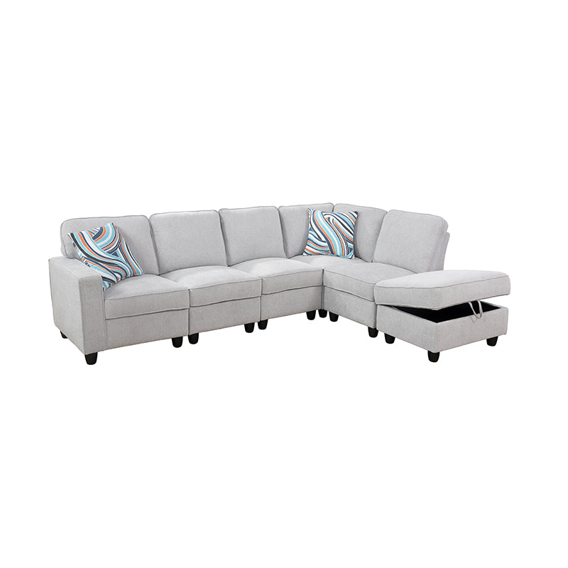 Clearance Los Angeles Fontana, CA(Pickup only) Brown Grey Chocolate Faux Leather & PVC Grayish-Blue CalicoLake-Green Light Gray Calico grey lint 3~6-Piece Sofa Living Room Sofa Set