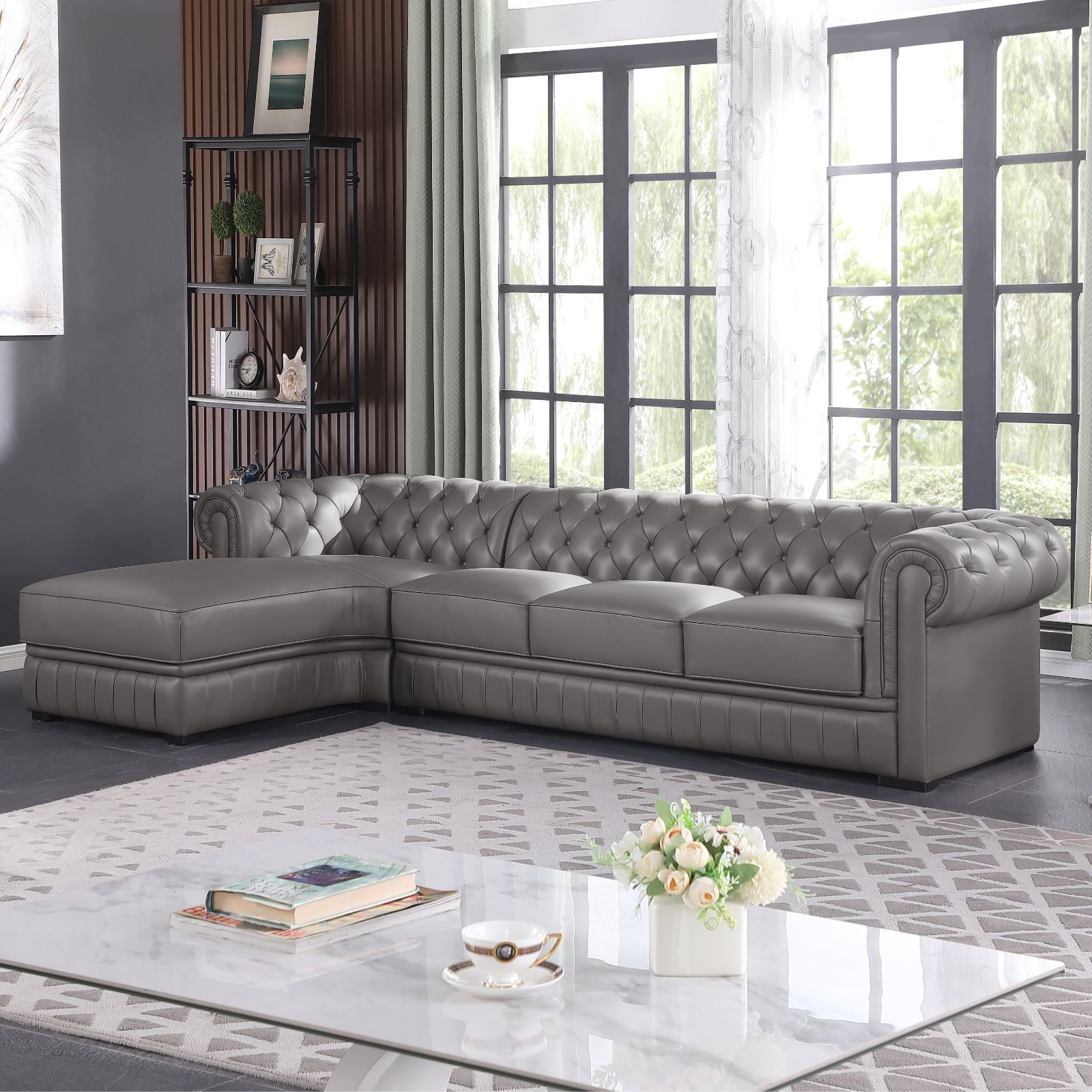 Clearance Los Angeles Fontana, CA(Pickup only) White and Grey Cow Top Leather 2-Piece Living Room Sofa Set