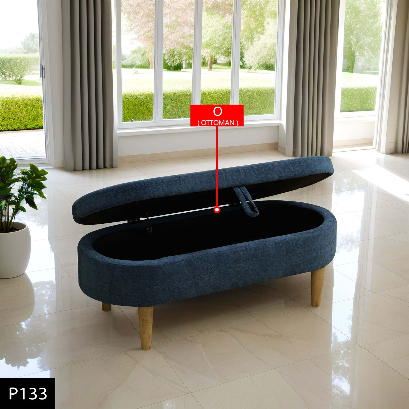 Clearance Los Angeles Fontana, CA(Pickup only) Storage Bench Ottoman white blue orange Cat-Scratch Leather