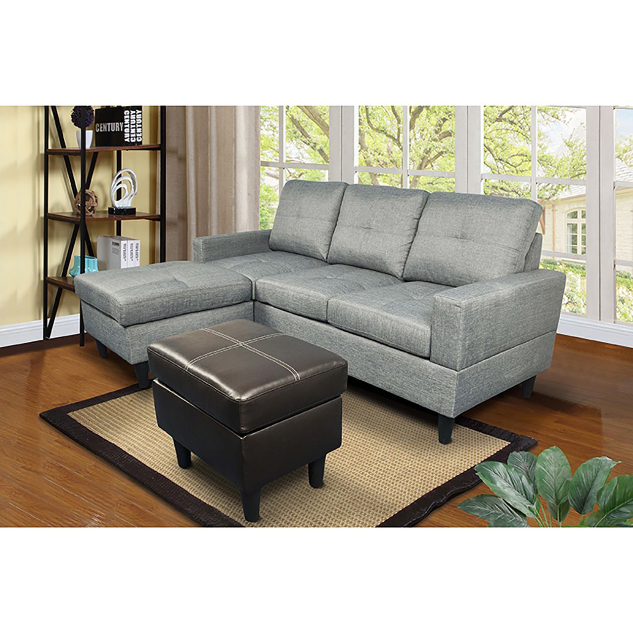 Clearance Los Angeles Fontana, CA(Pickup only) Brown Grey Chocolate Faux Leather & PVC Grayish-Blue CalicoLake-Green Light Gray Calico grey lint 3~6-Piece Sofa Living Room Sofa Set
