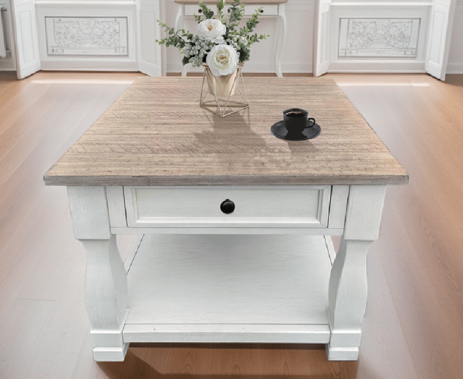 Clearance Los Angeles Fontana, CA(Pickup only) Dark Grey MDF Top and White Oak Drawer Side Cabinet Living Room Storage table desk
