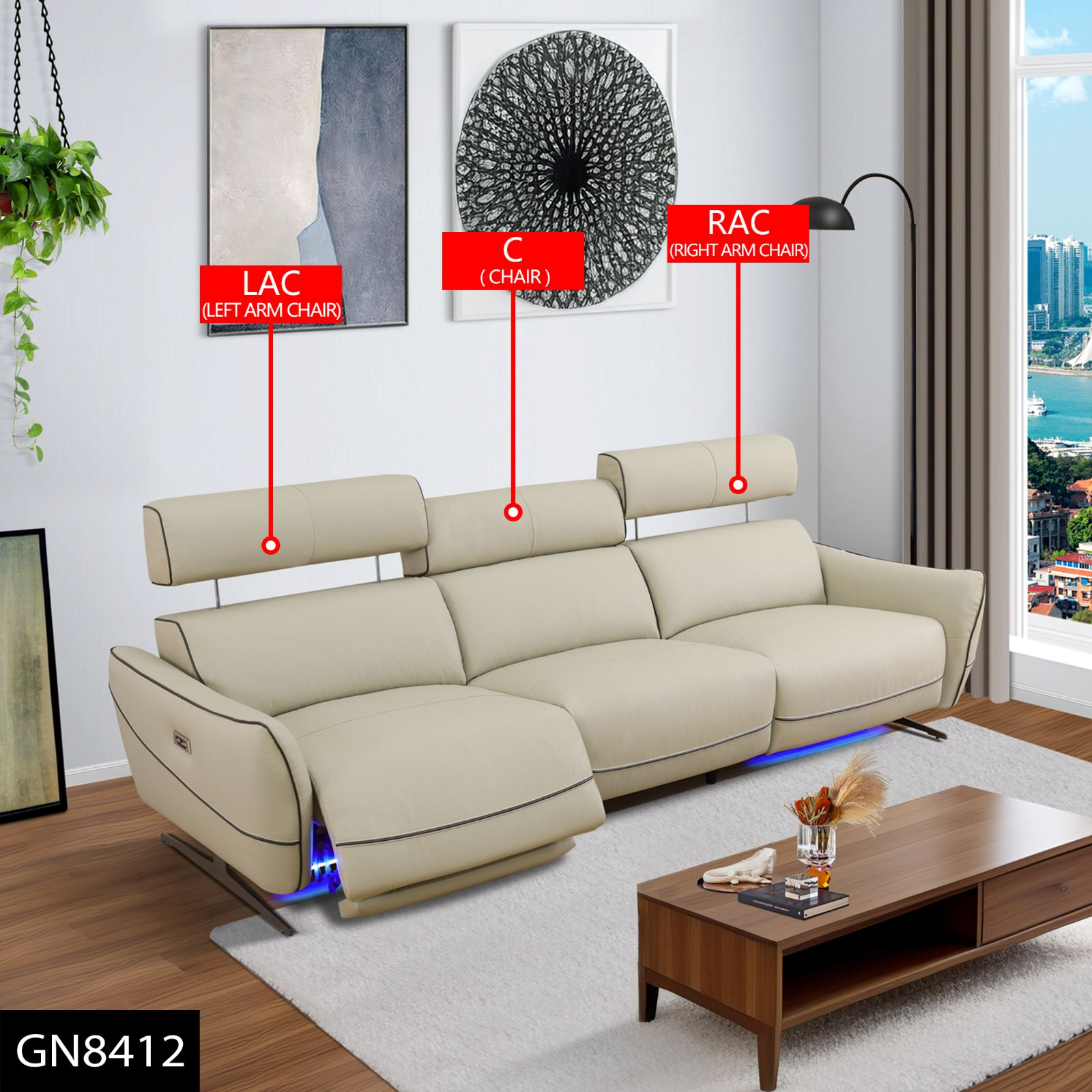 Clearance Los Angeles Fontana, CA(Pickup only) White and Grey Cow Top Leather 2-Piece Living Room Sofa Set