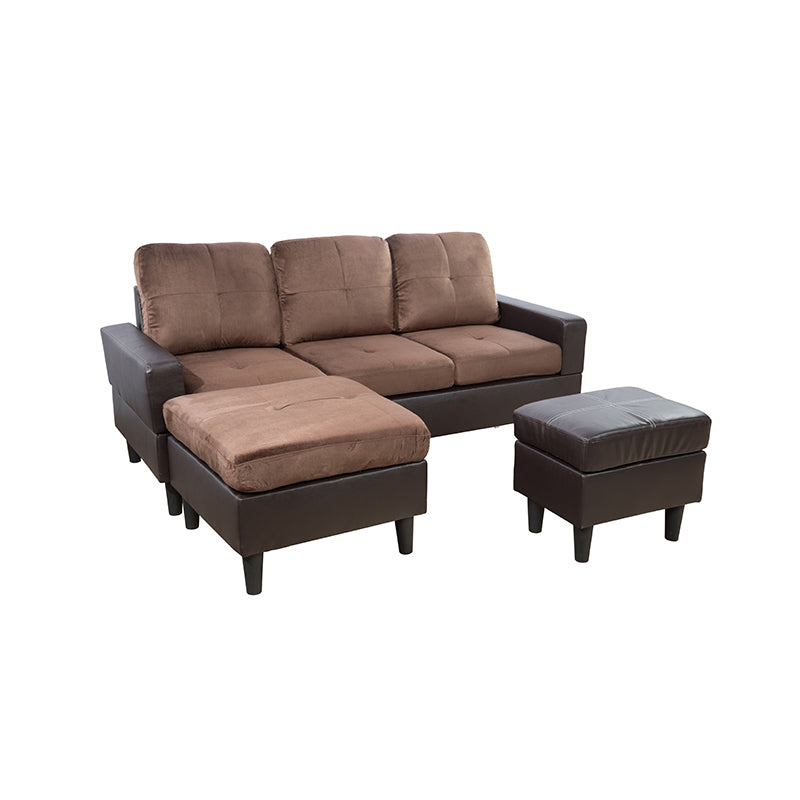 Clearance Los Angeles Fontana, CA(Pickup only) Brown Grey Chocolate Faux Leather & PVC Grayish-Blue CalicoLake-Green Light Gray Calico grey lint 3~6-Piece Sofa Living Room Sofa Set
