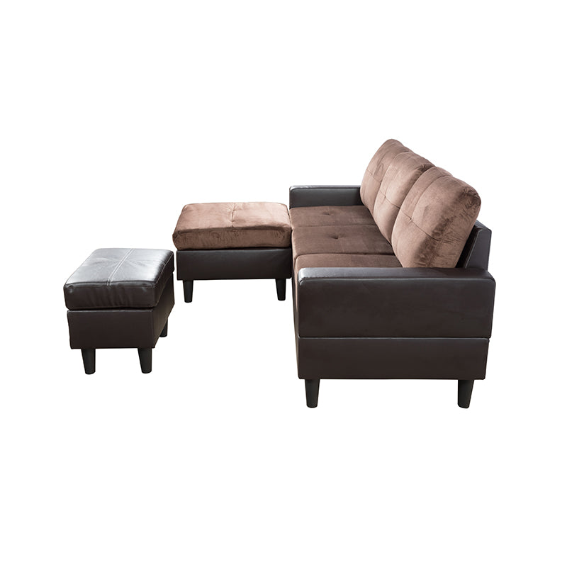Clearance Los Angeles Fontana, CA(Pickup only) Brown Grey Chocolate Faux Leather & PVC Grayish-Blue CalicoLake-Green Light Gray Calico grey lint 3~6-Piece Sofa Living Room Sofa Set