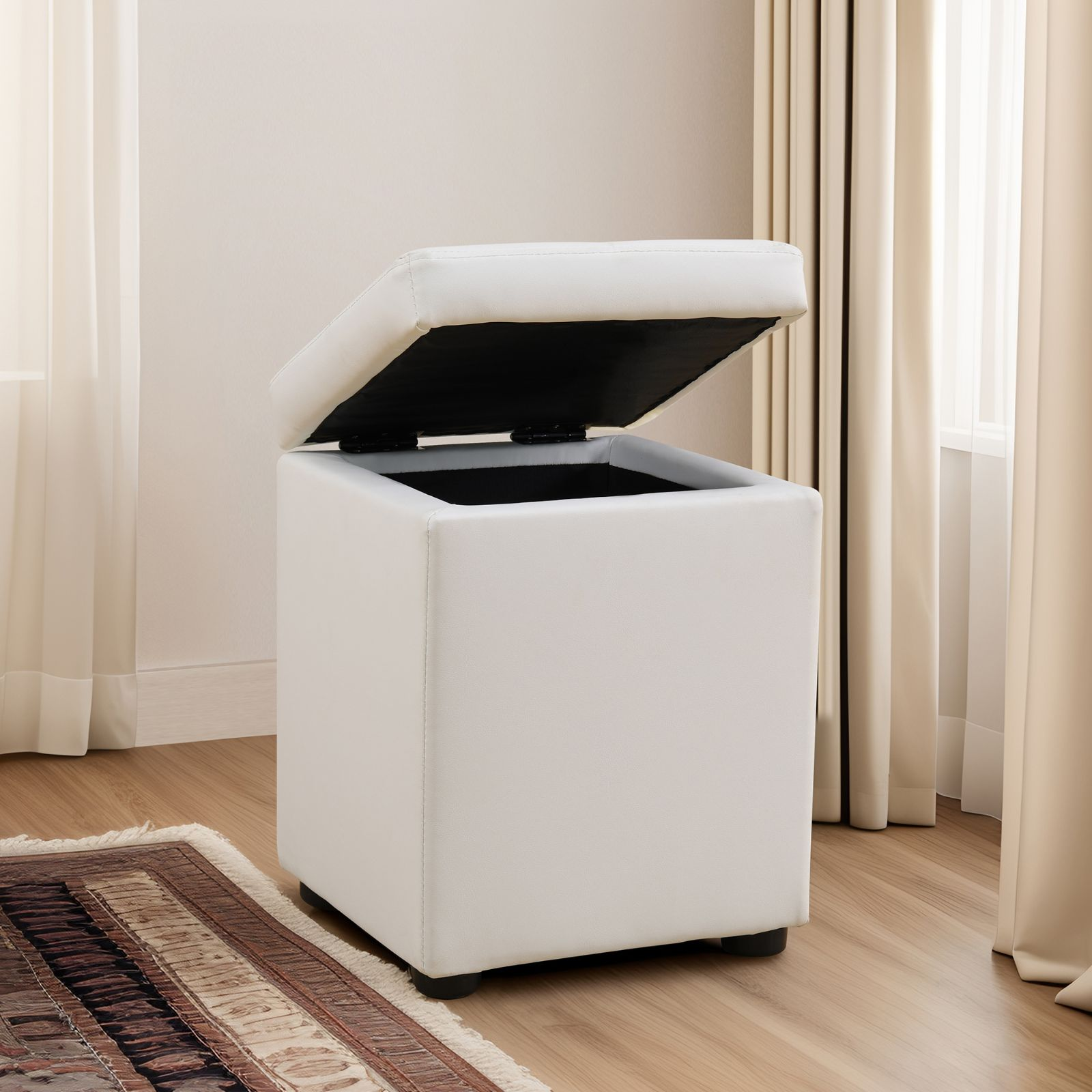 Clearance Los Angeles Fontana, CA(Pickup only) Storage Bench Ottoman white blue orange Cat-Scratch Leather