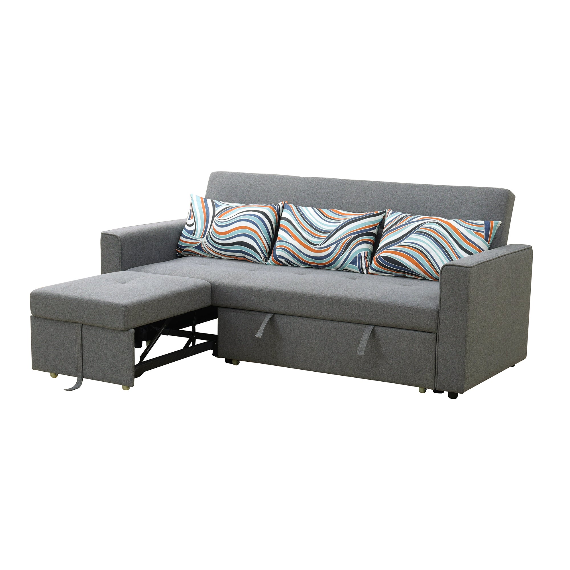 A Ainehome Grey Fluffy Fabric 1-Piece Living Room Wide Sofabed