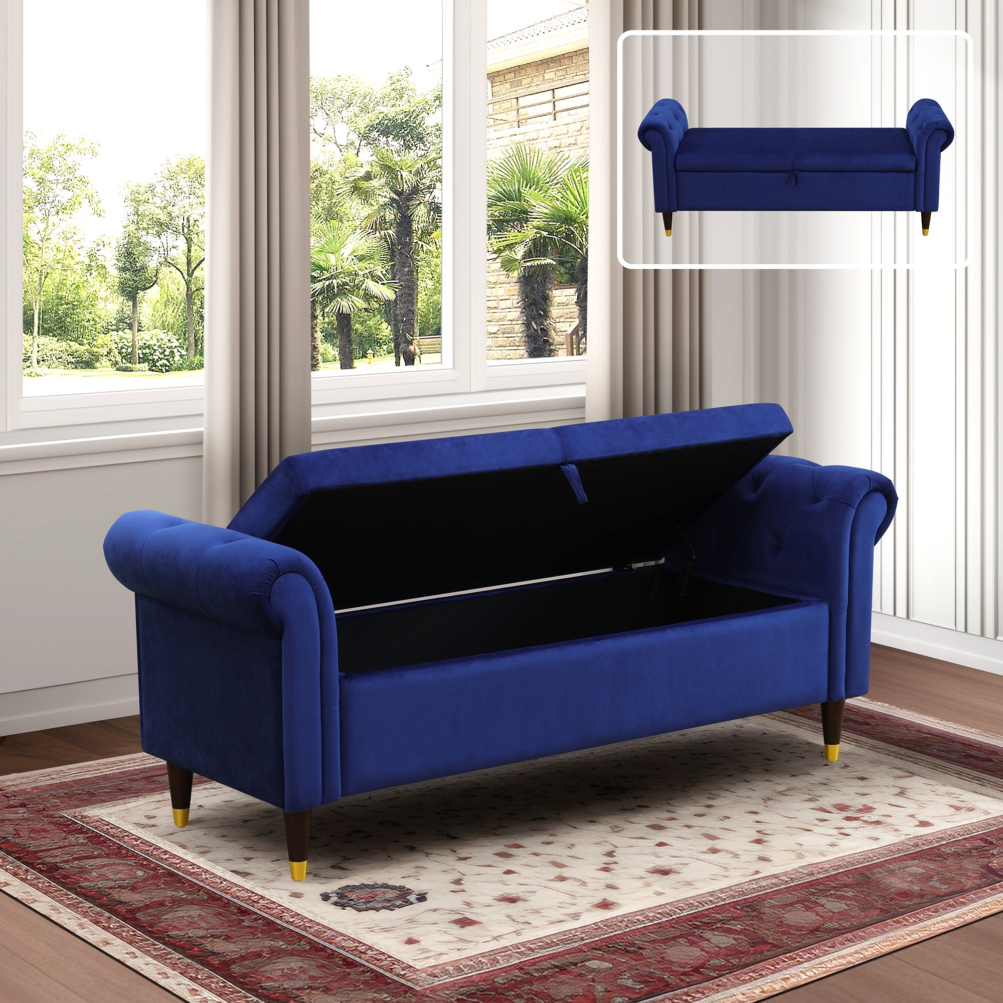 Clearance Los Angeles Fontana, CA(Pickup only) Storage Bench Ottoman white blue orange Cat-Scratch Leather