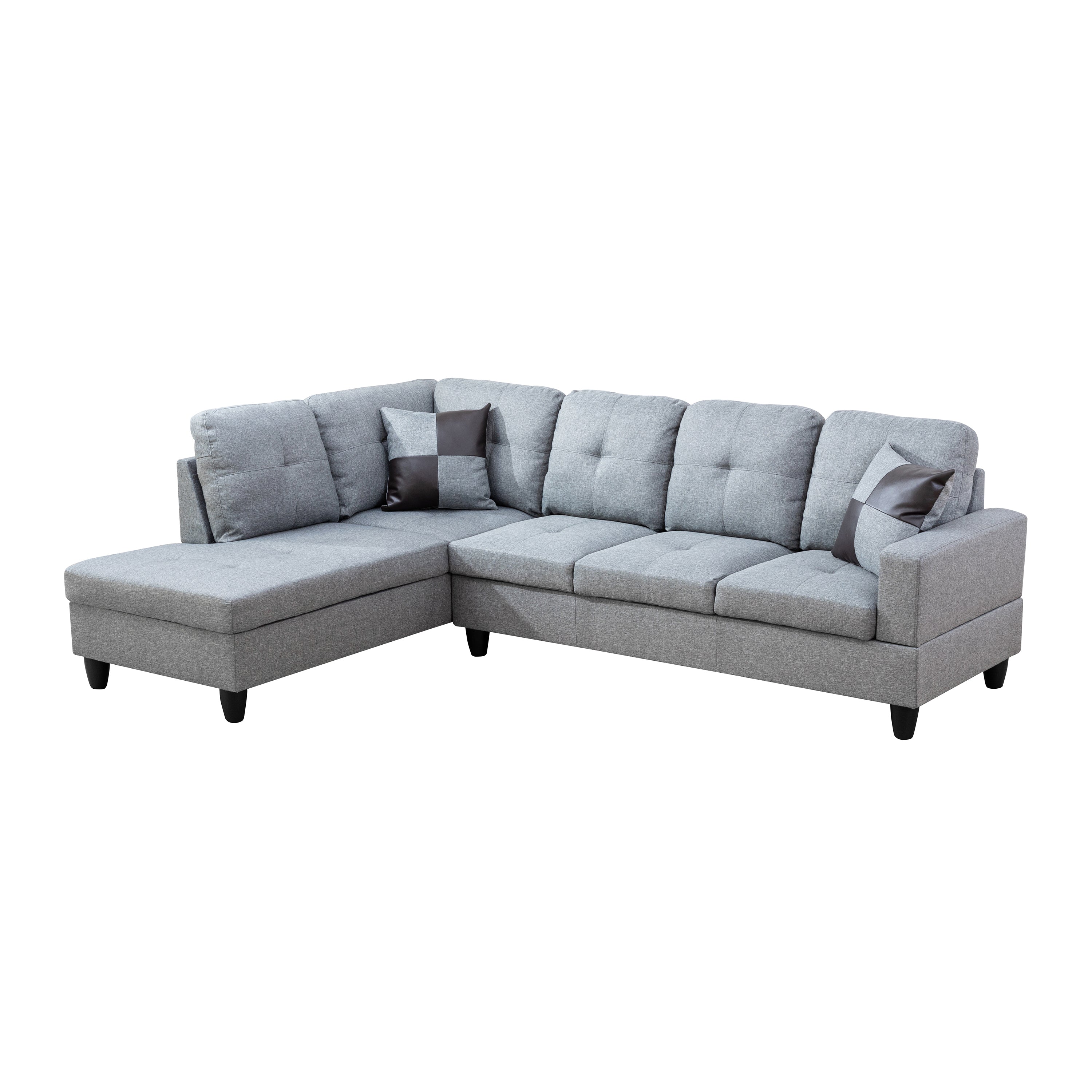 Ainehome L-förmiges Sofaset für das Wohnzimmer aus grauem Leinen