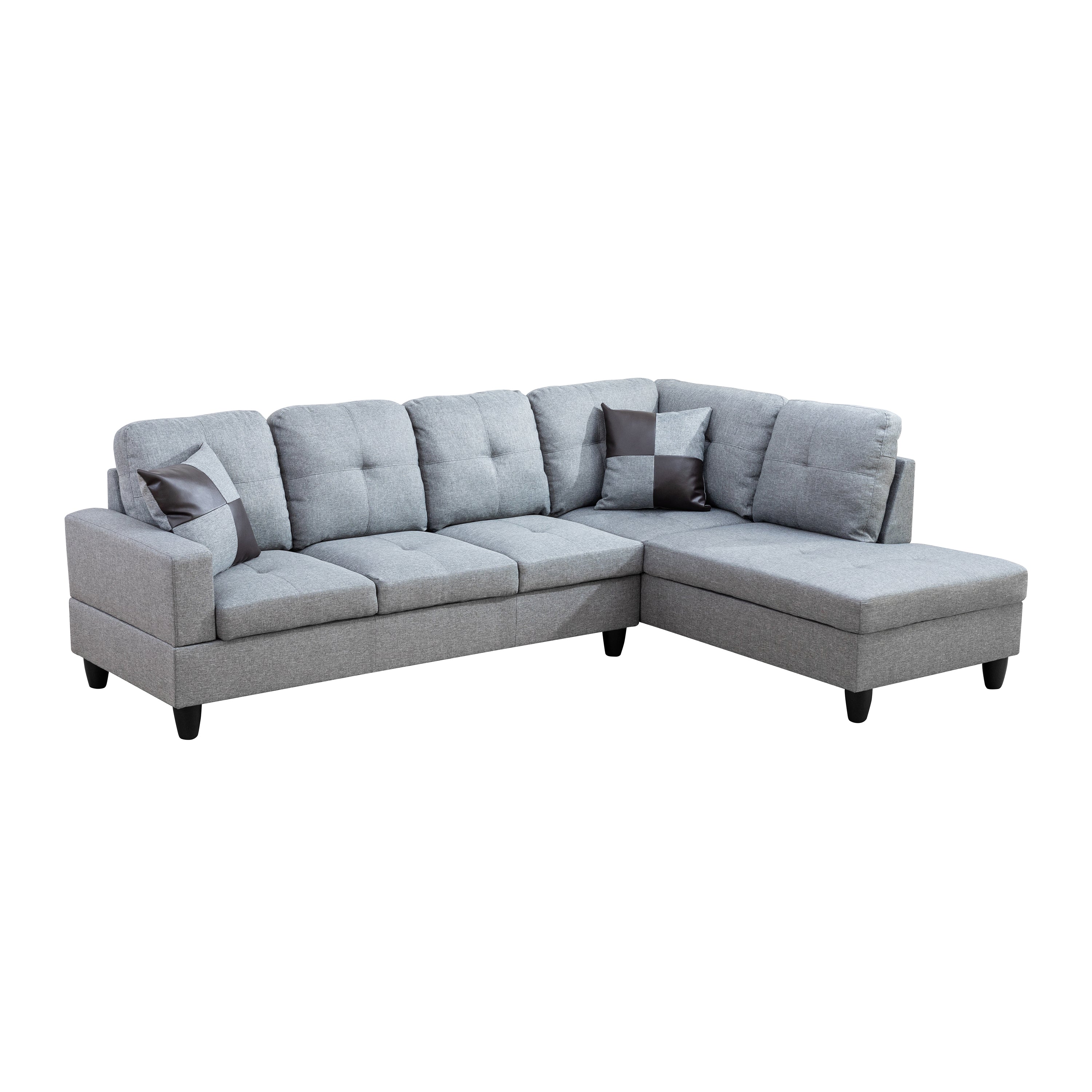 Ainehome L-förmiges Sofaset für das Wohnzimmer aus grauem Leinen