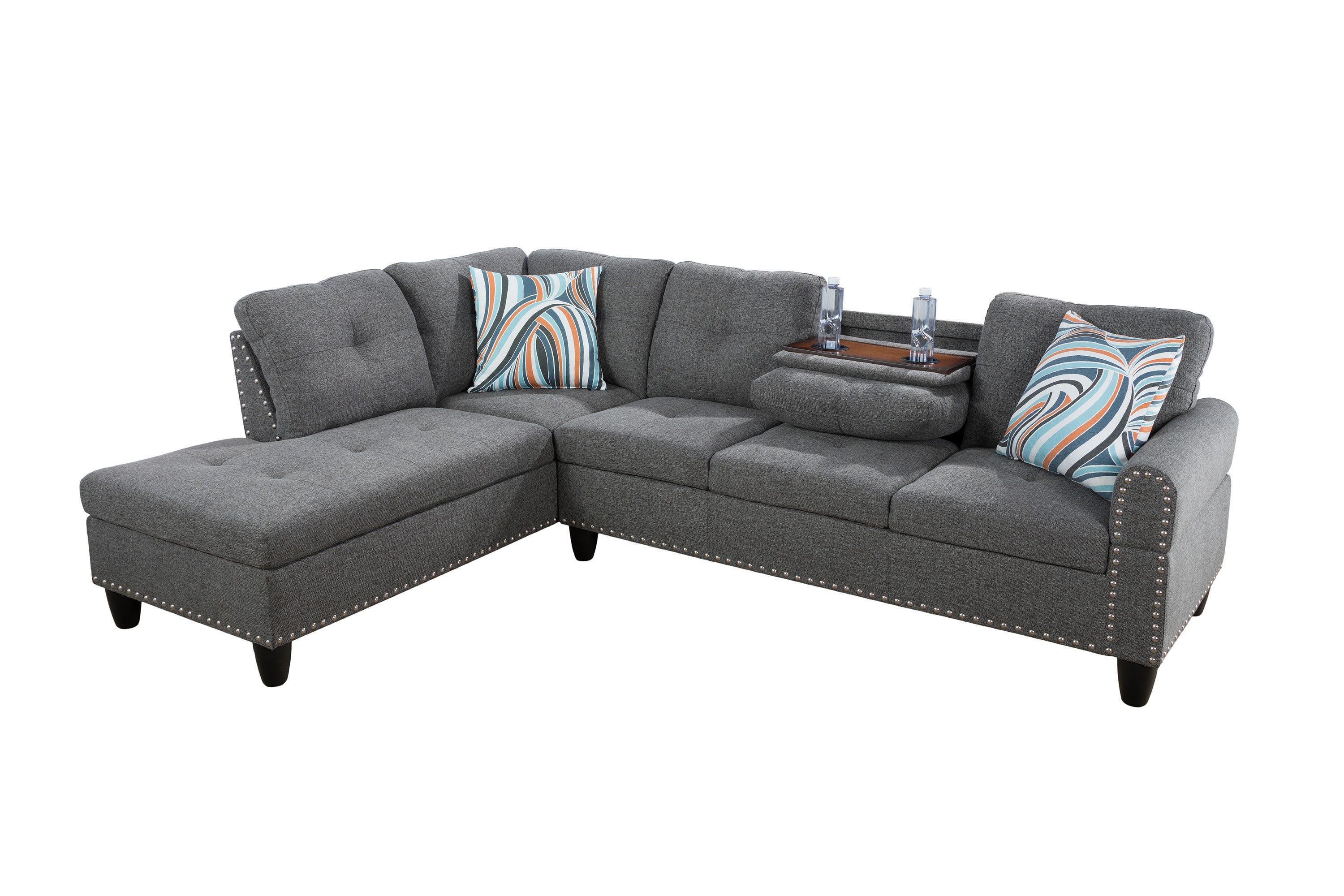 Ainehome L-förmiges Sofaset für das Wohnzimmer aus grauem Leinen