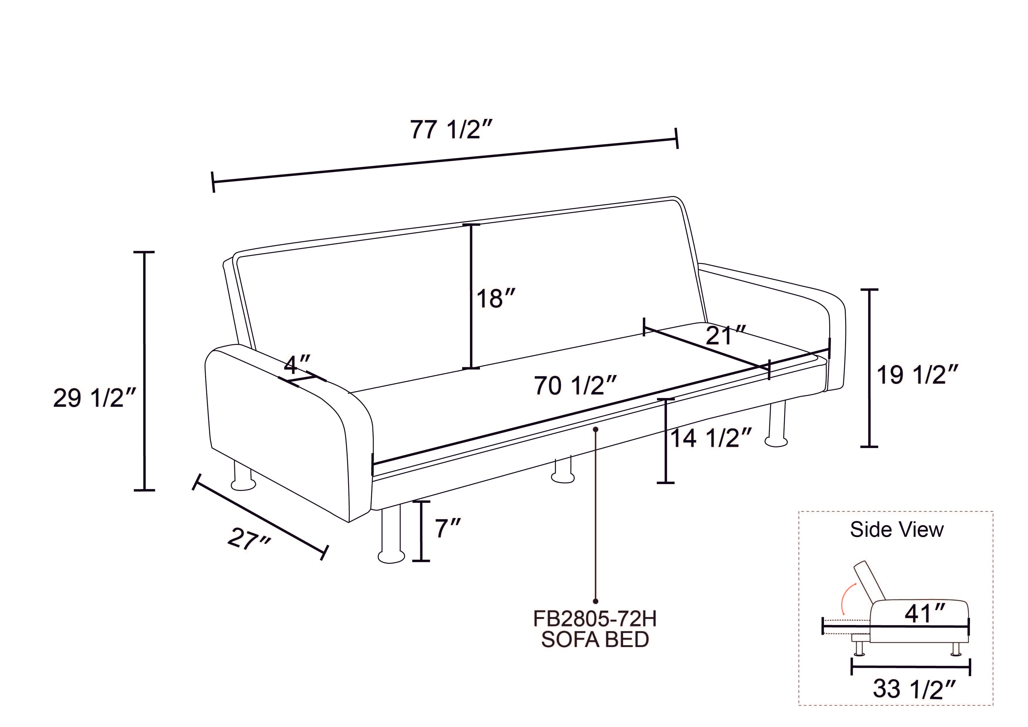 Ainehome Flannel Living Room Sofabed Upholstered Convertible Sleeper Sofa
