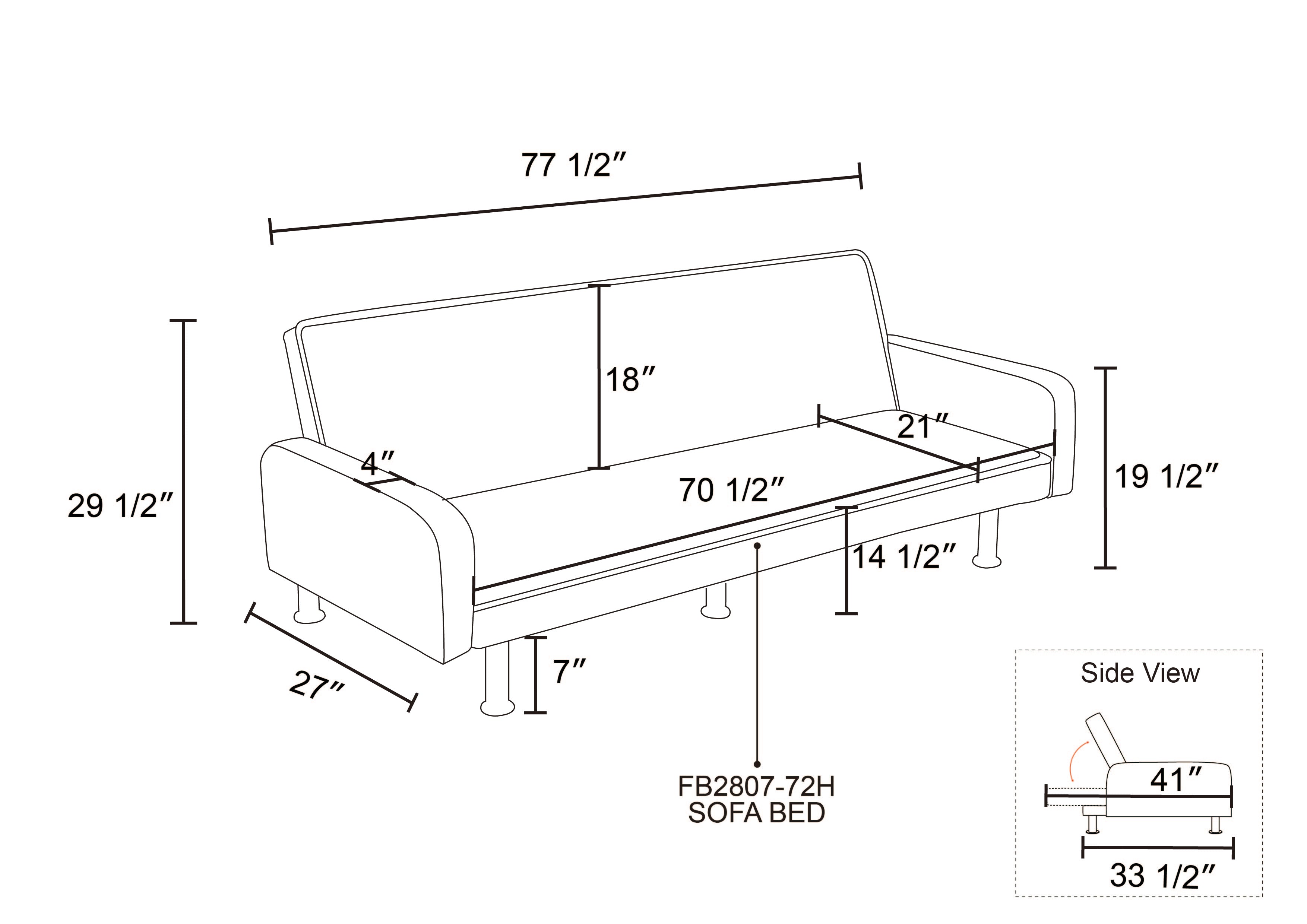 Ainehome Flannel Living Room Sofabed Upholstered Convertible Sleeper Sofa