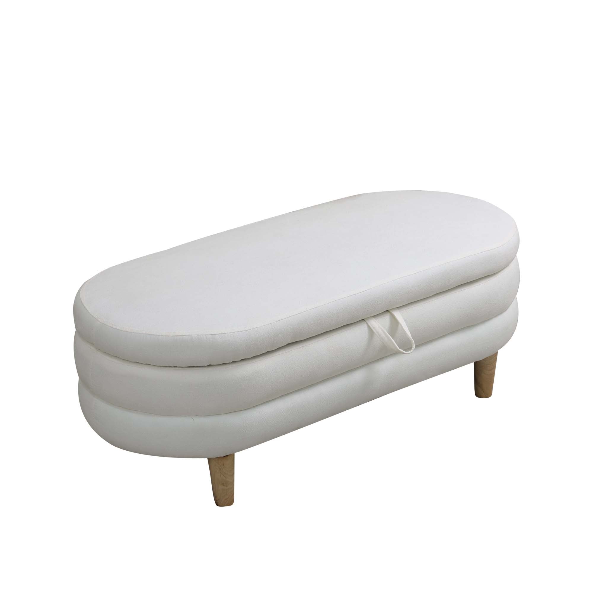White Calico living room Storage Ottoman