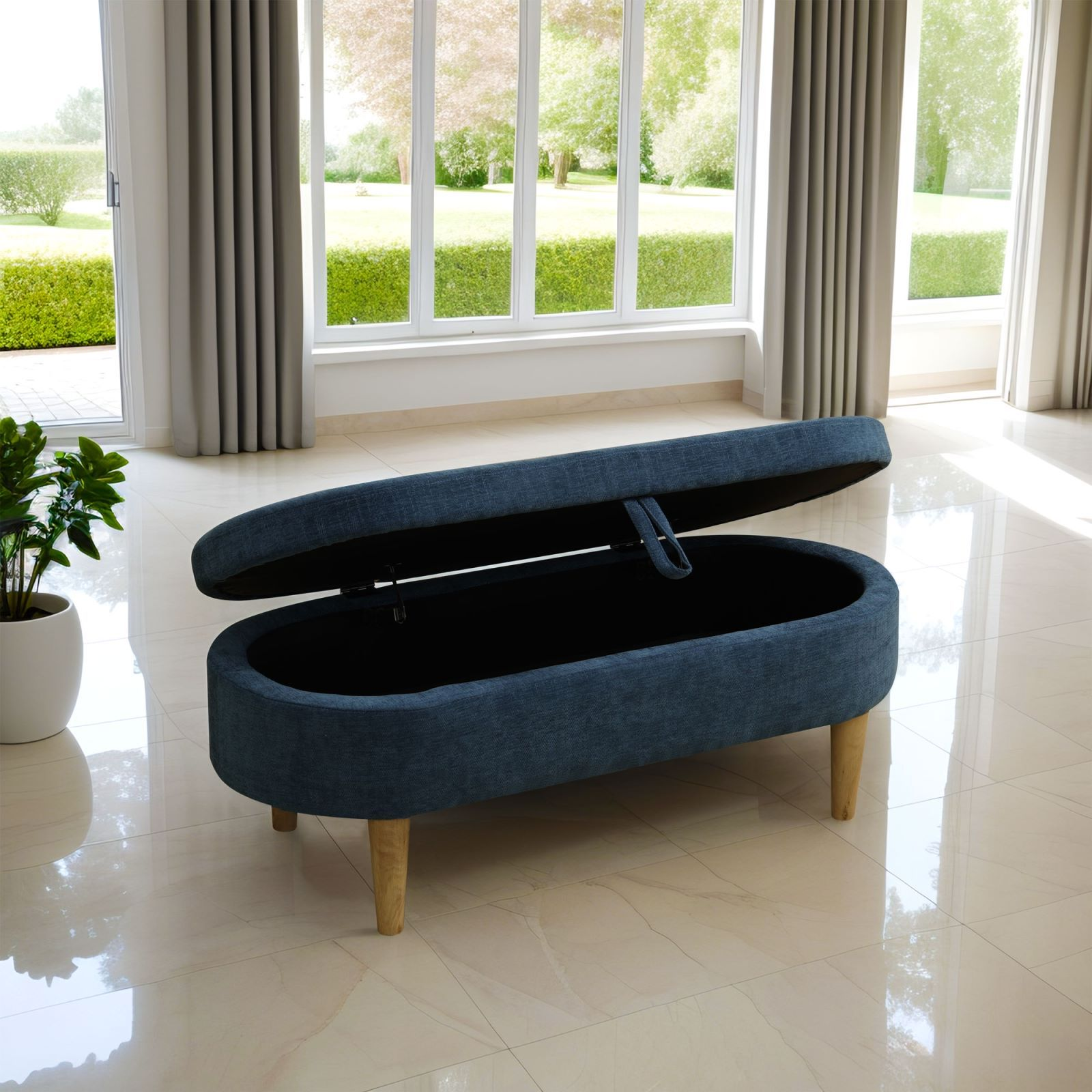 Clearance Los Angeles Fontana, CA(Pickup only) Storage Bench Ottoman white blue orange Cat-Scratch Leather