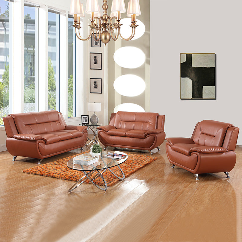 Ainehome Orange Faux Leather 3+2+1 Combo Sofa and Chair Set