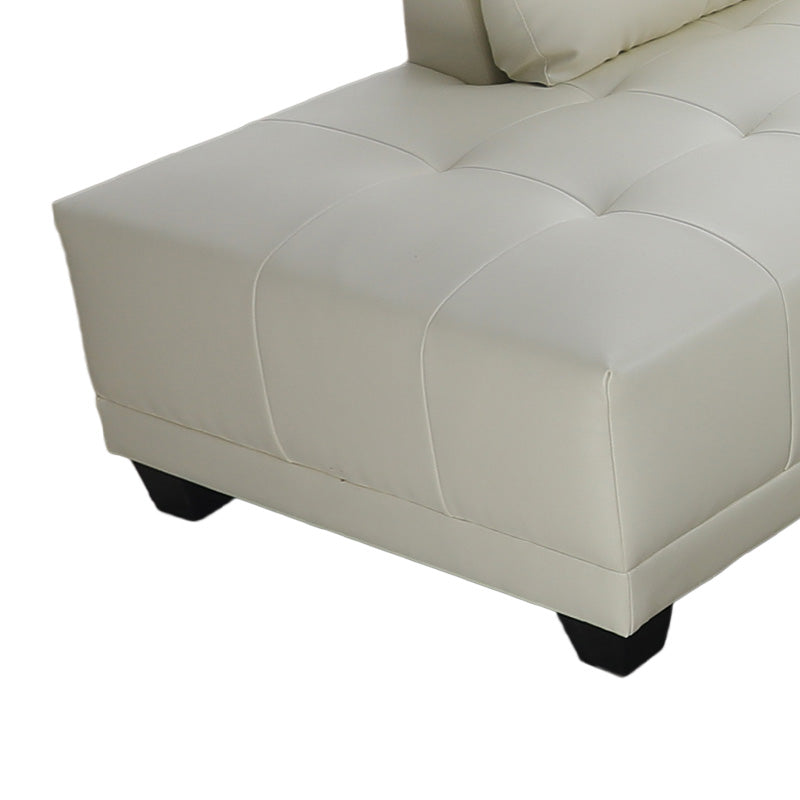 White Synthetic Leather 3-Piece L-Shaped Sectional Sofa Set - product image