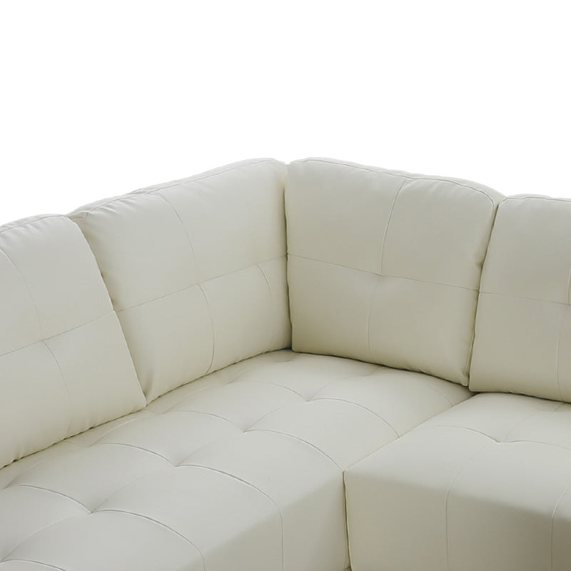 White Synthetic Leather 3-Piece L-Shaped Sectional Sofa Set - product image