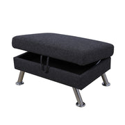 Dark Gray Linen Storage Ottoman - product image