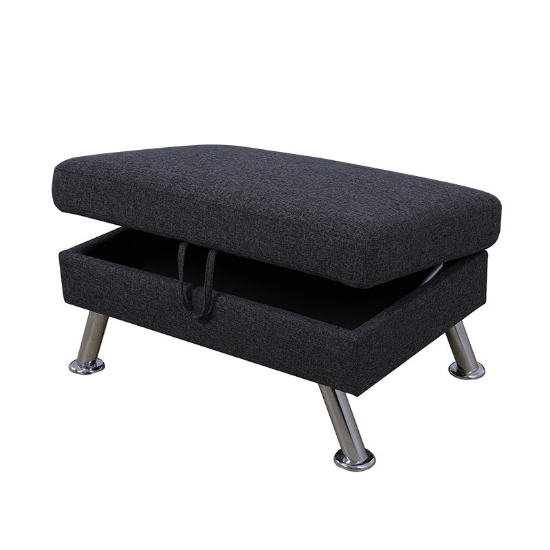 Dark Gray Linen Storage Ottoman - product image