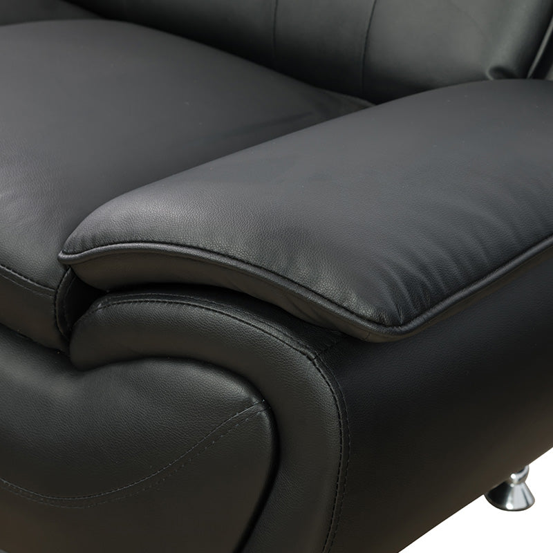 Ainehome Black Faux Leather 3+2+1 Living Room Combo Sofa Set