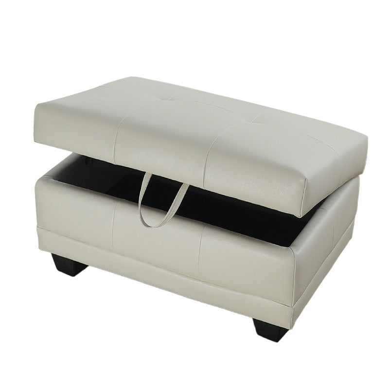 White Synthetic Leather Storage Ottoman - product image