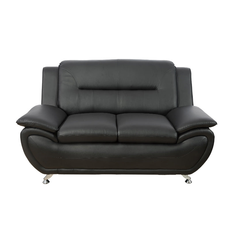 Ainehome Black Faux Leather 3+2+1 Living Room Combo Sofa Set