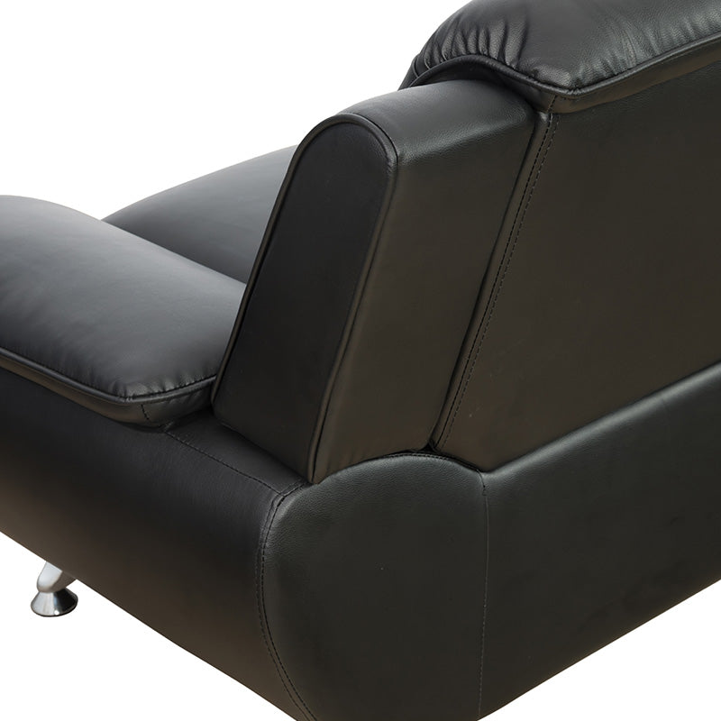 Ainehome Black Faux Leather 3+2+1 Living Room Combo Sofa Set