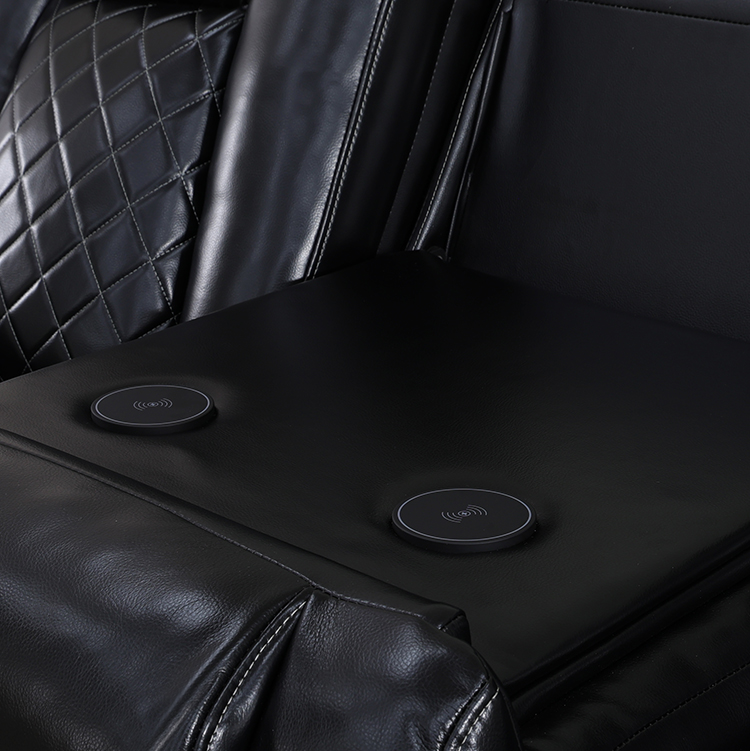 Ainehome Manual Black Leather Recliner Sofa Set