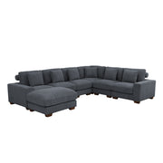 Dark Gray Corduroy 7-Piece Modular Sectional with Storage Ottoman - product image