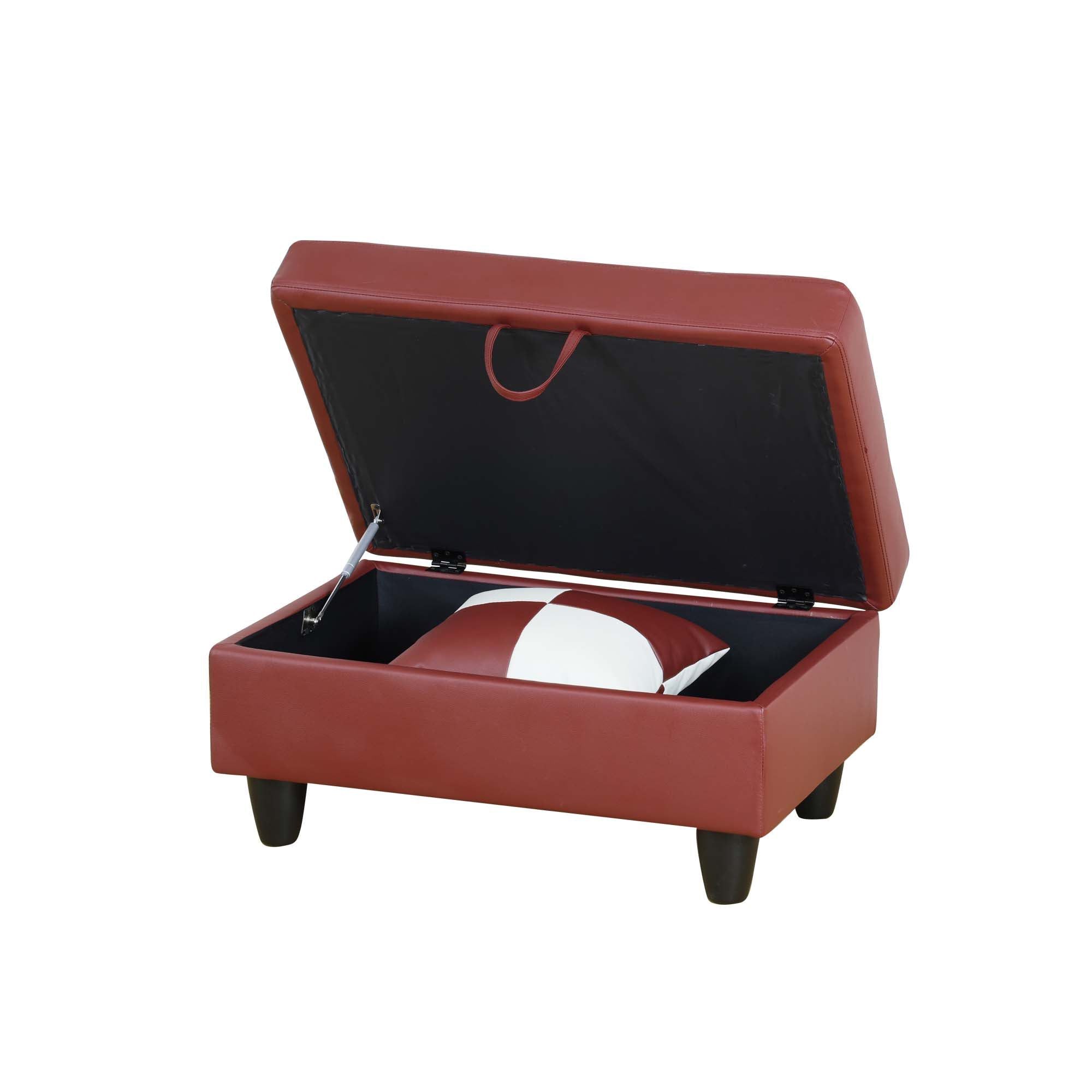 Ainehome Red Faux Leather Storage Ottoman Living Room Sofa