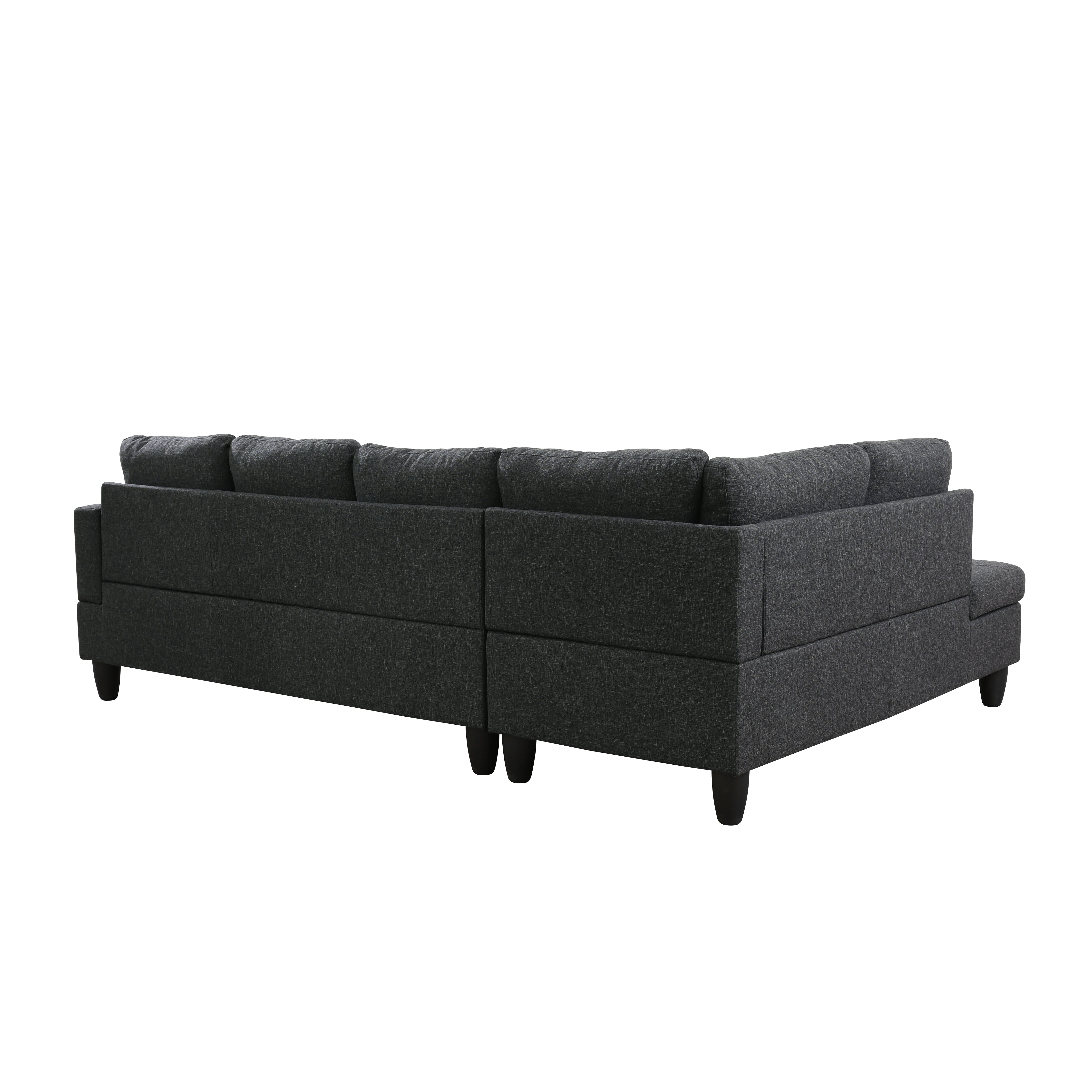 Ainehome Black Grey Linen L-Shaped Living Room Sectional Sofa Set