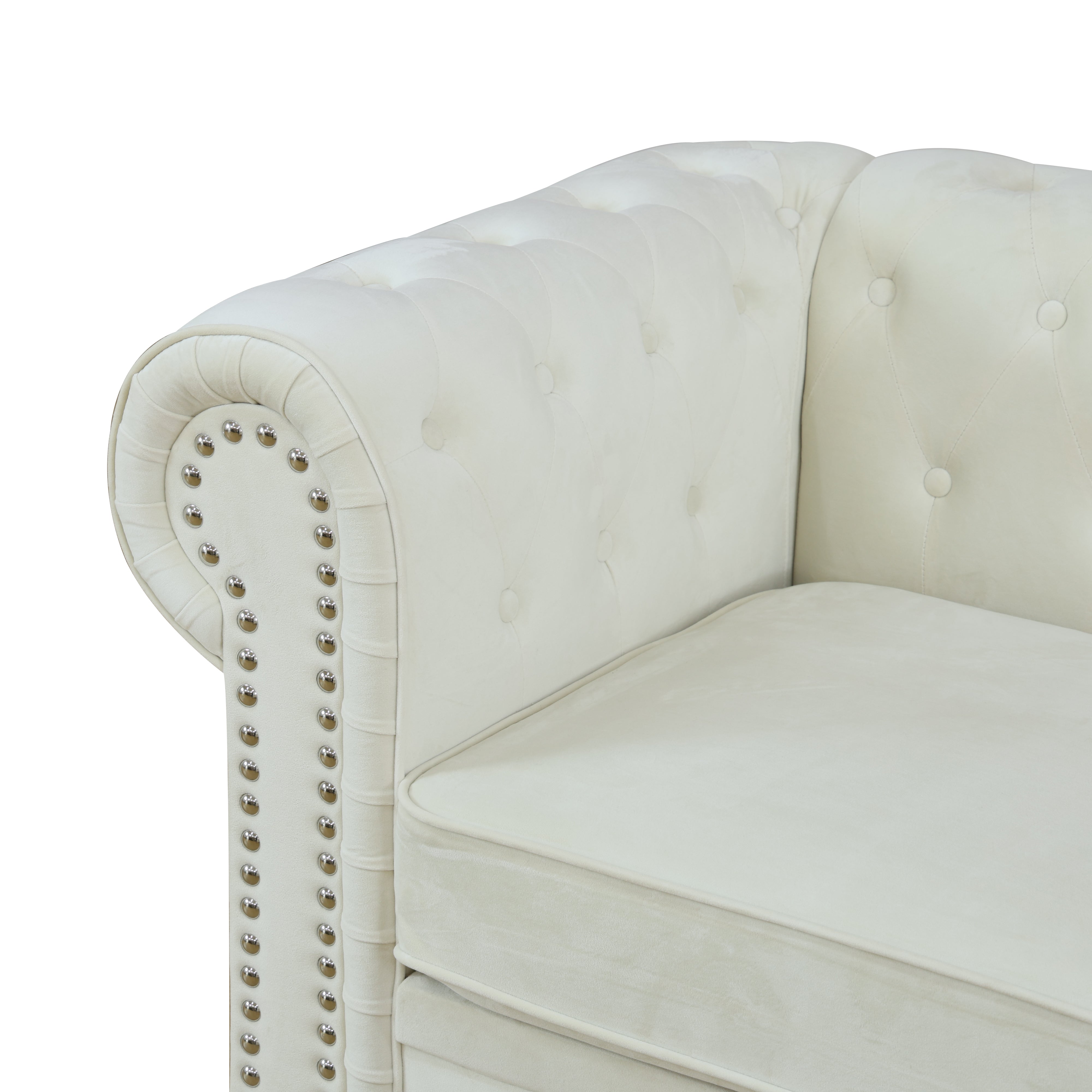 Ainehome White Flannelette 2-Piece Couch Living Room Sofa Set