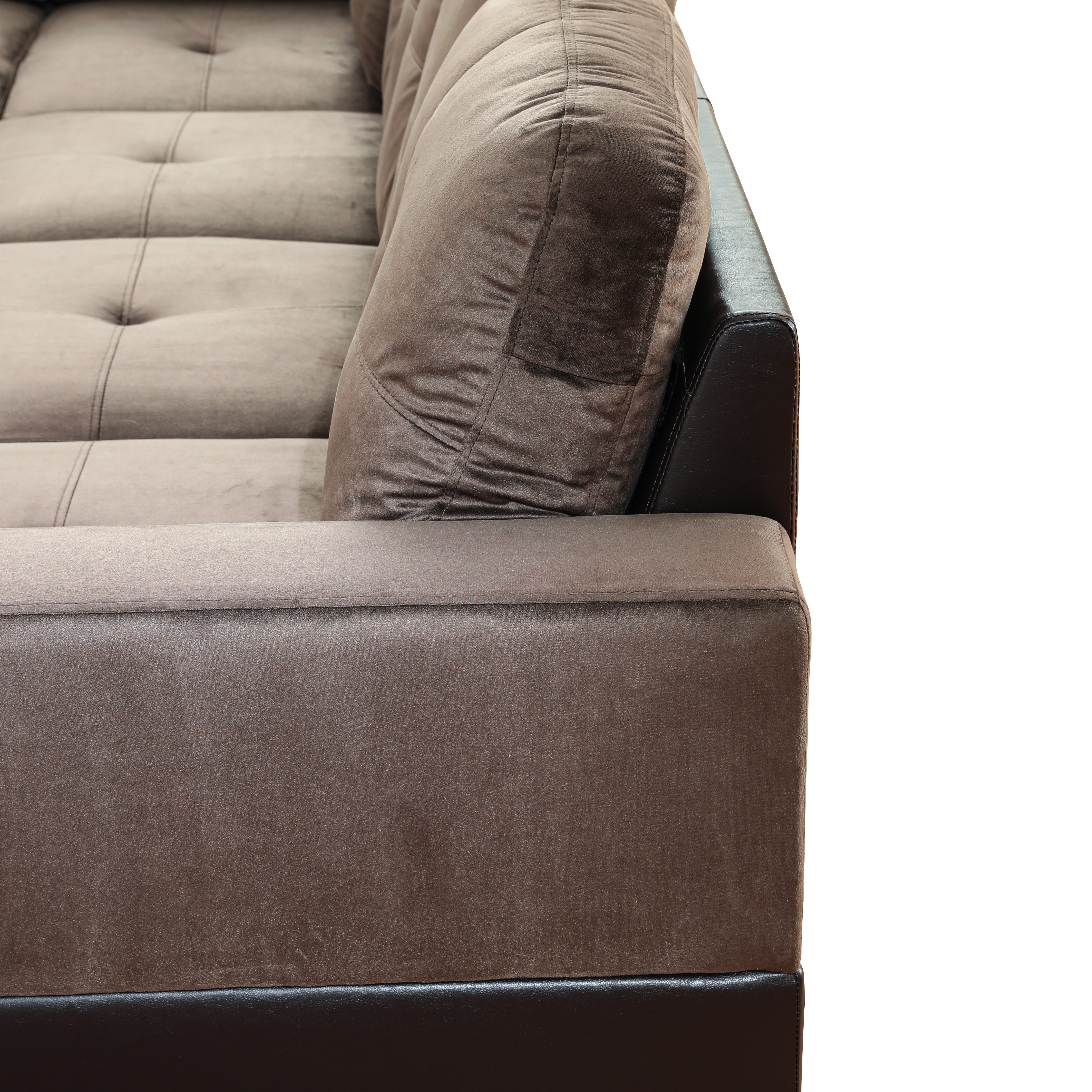 Conjunto de sofá seccional en forma de L de franela marrón oscuro de Ainehome para sala de estar