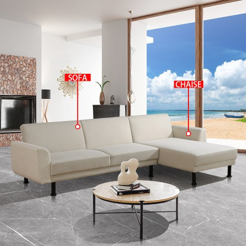 Ainehome Beige Linen 2-Pieces Living Room Sofabed