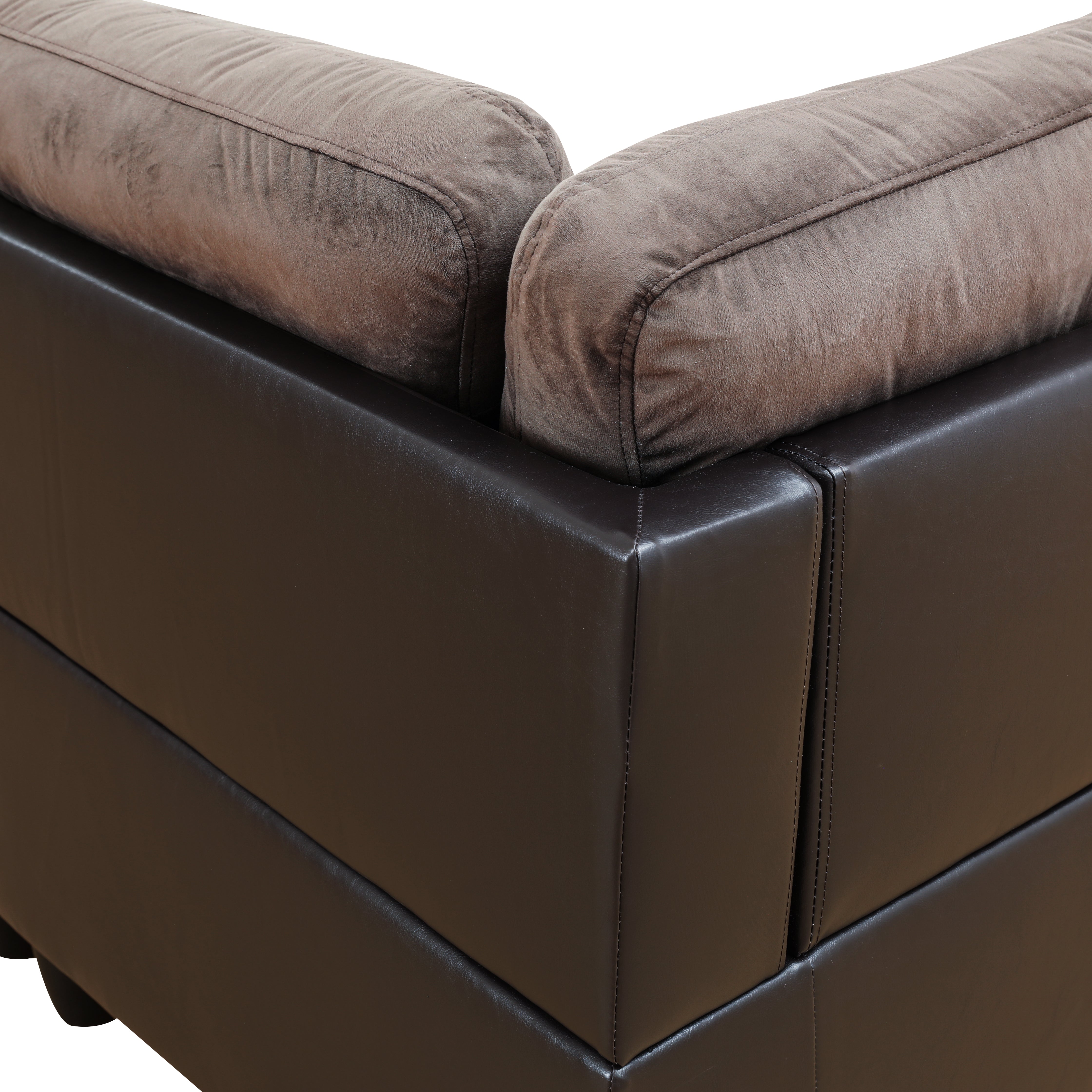 Conjunto de sofá seccional en forma de L de franela marrón oscuro de Ainehome para sala de estar