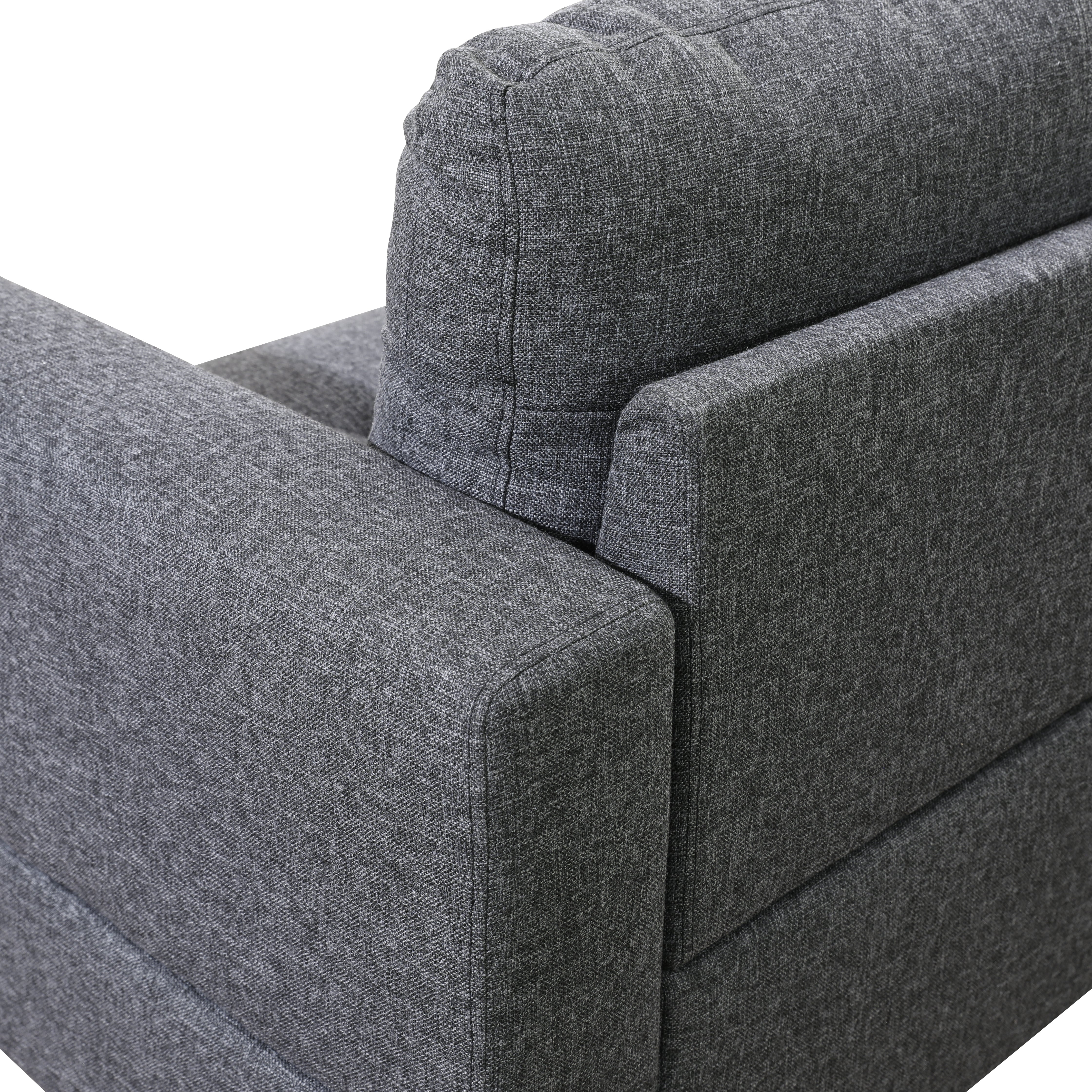 Ainehome Black Grey Linen L-Shaped Living Room Sectional Sofa Set