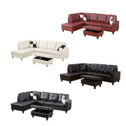 Faux Leather L-shape Sofa Set