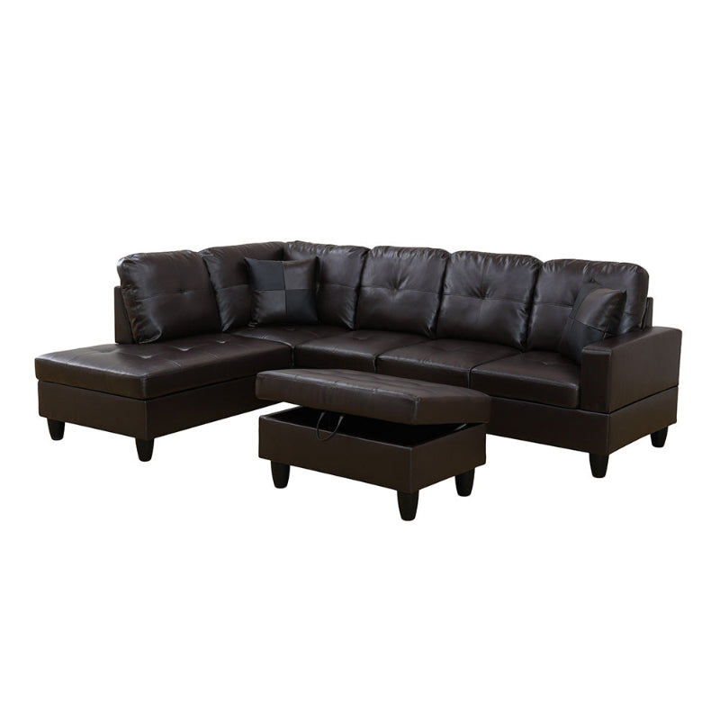 Faux Leather L-shape Sofa Set