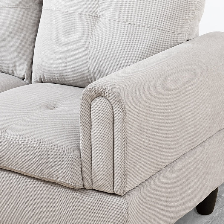 Ainehome Off-White Corduroy L-Shaped Living Room Sectional Sofa Set