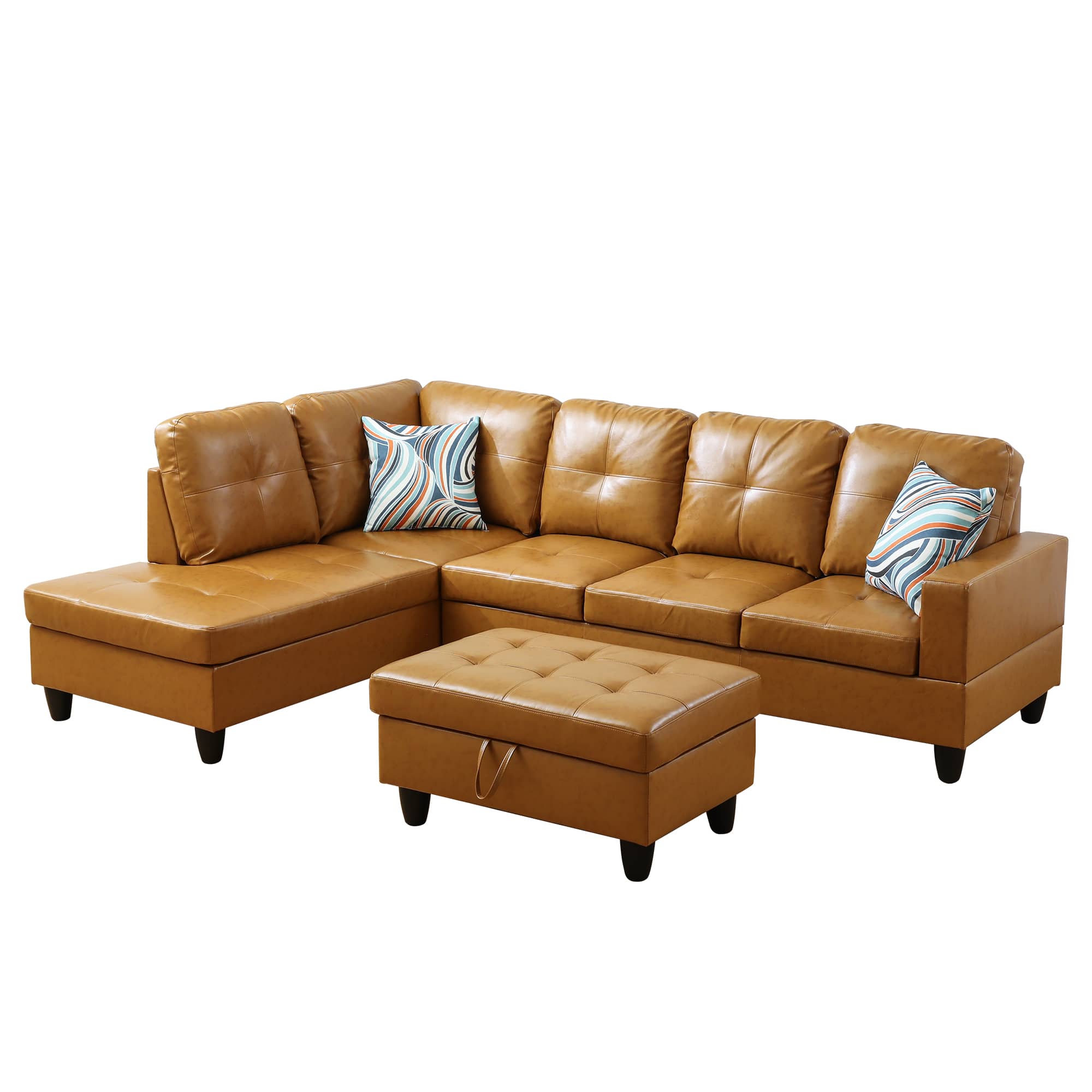 Ainehome Ginger L-Shaped Leather Sofa Set