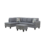 Ainehome stain-resistant, scratch-resistant,L-shaped modular sofa, modular sofa with footstool, softly wrapped corners to prevent collision Grey Linen