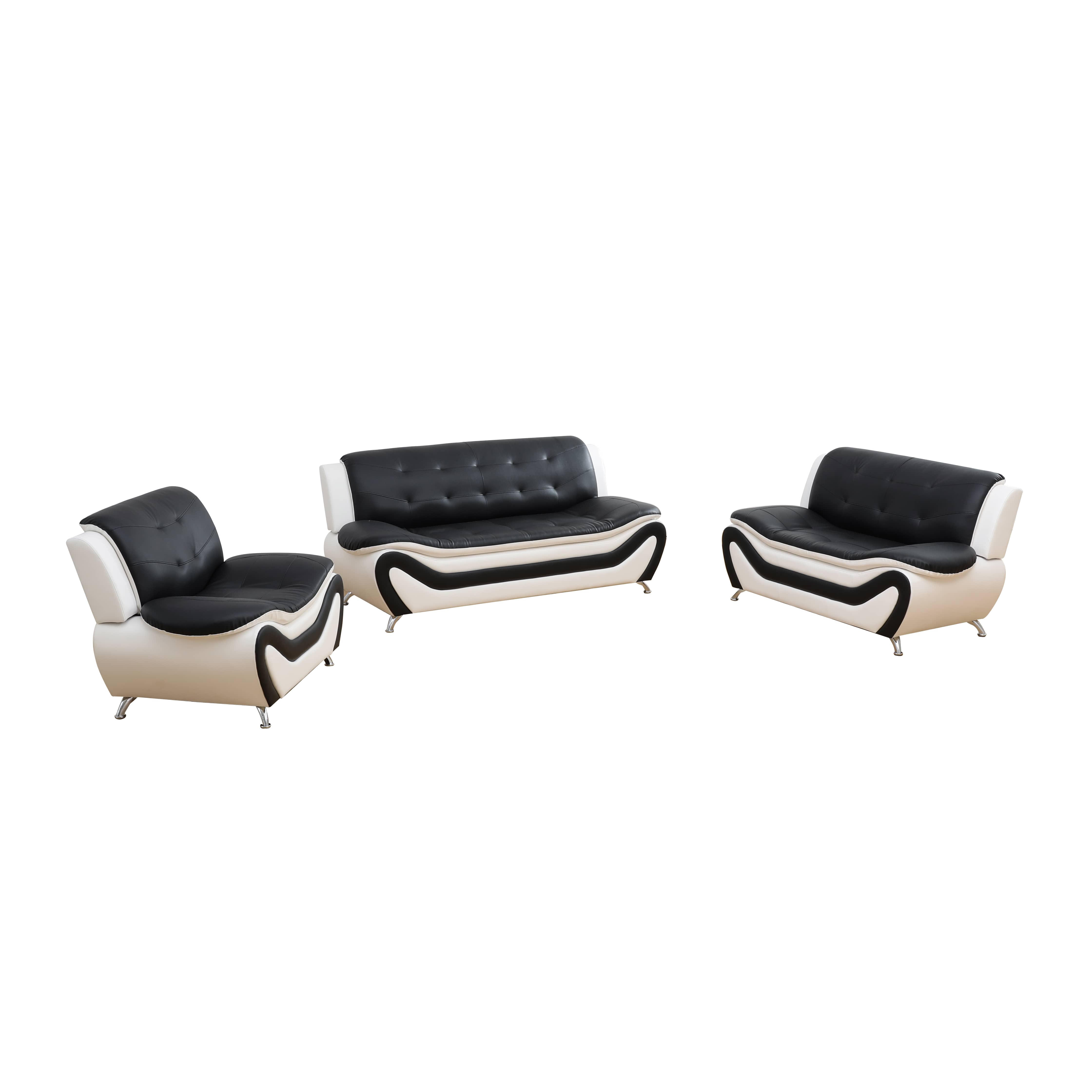 Aainehome  Faux leather 3-Piece Couch Living Room Sofa SetFolLiving Room, Tufted Sectional Couch UpholsteredSofa,Loveseat And Chair, Furniture Sets For LivingRoom,Apartment,Office