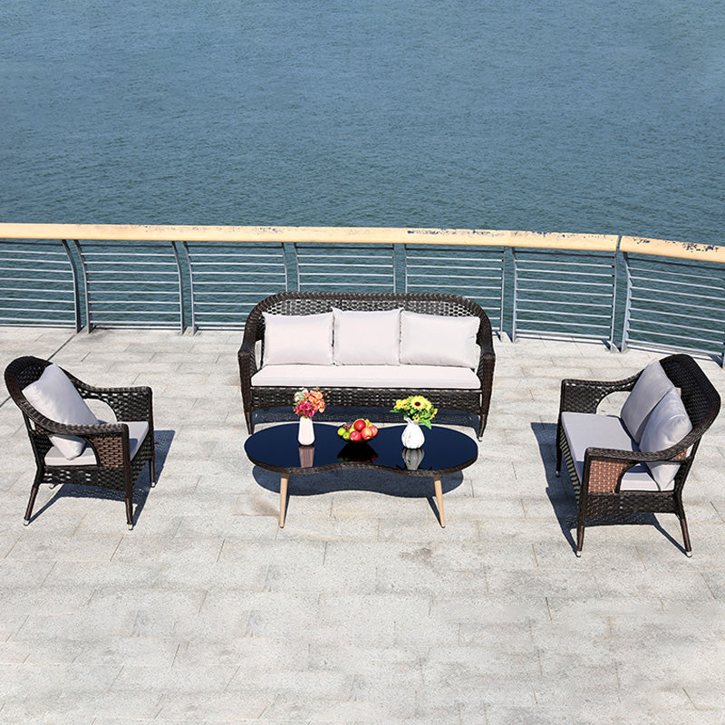 Espresso Polyethylene and Iron 5-Piece Outdoor Sofa Set - product image
