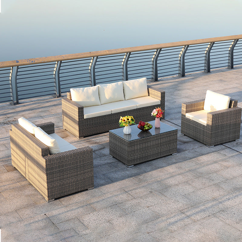 White and Gray Polyethylene and Iron 5-Piece Outdoor Sofa Set - product image 2