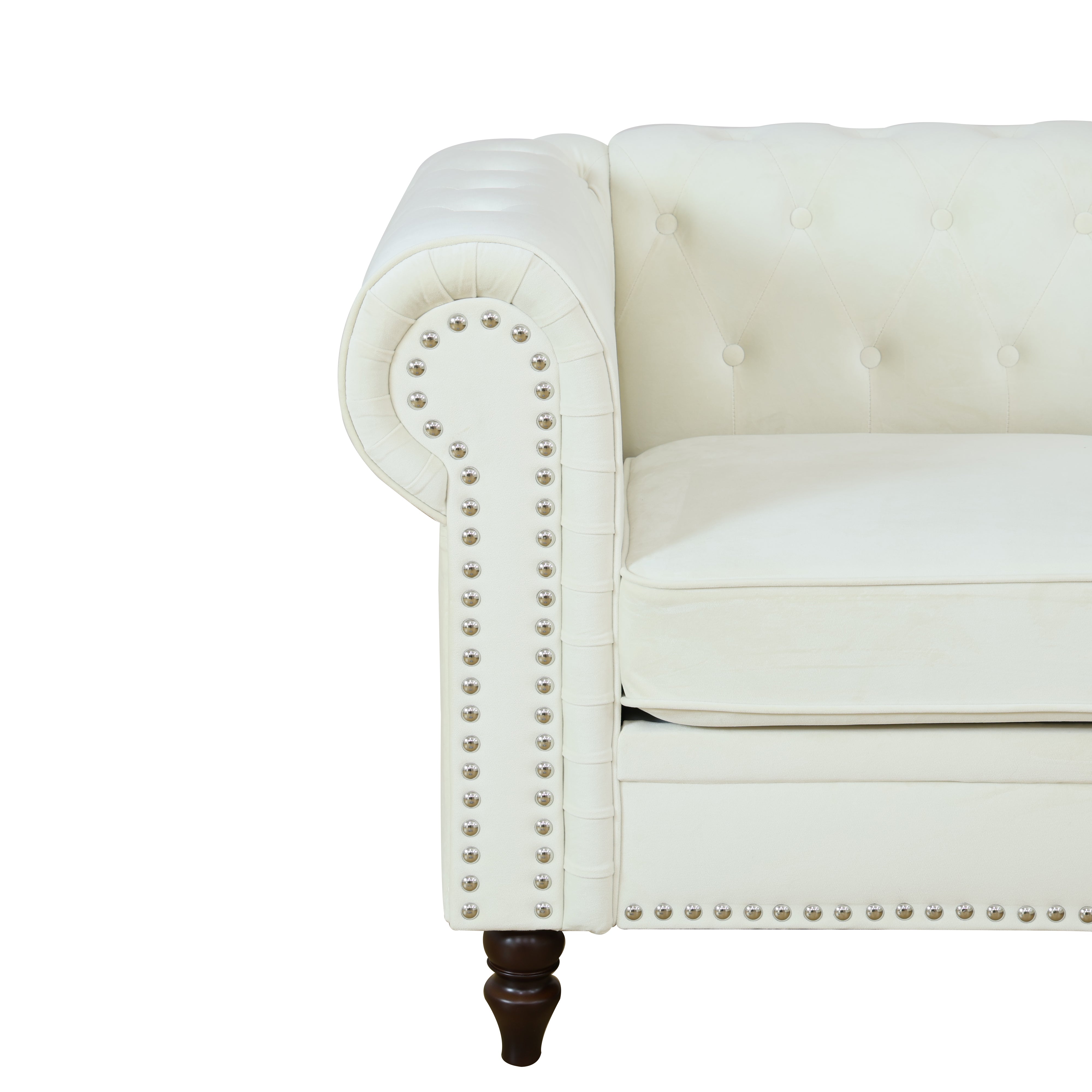 Ainehome White Flannelette 2-Piece Couch Living Room Sofa Set