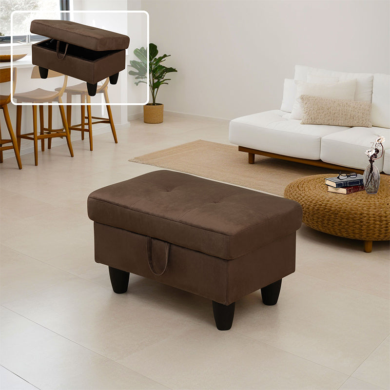 Ainehome Chocolate Flannel Living Room Sofa Ottoman