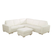 Ainehome White Genuine Cow L-Shaped Leather 5-Piece Living Room Sofa Set