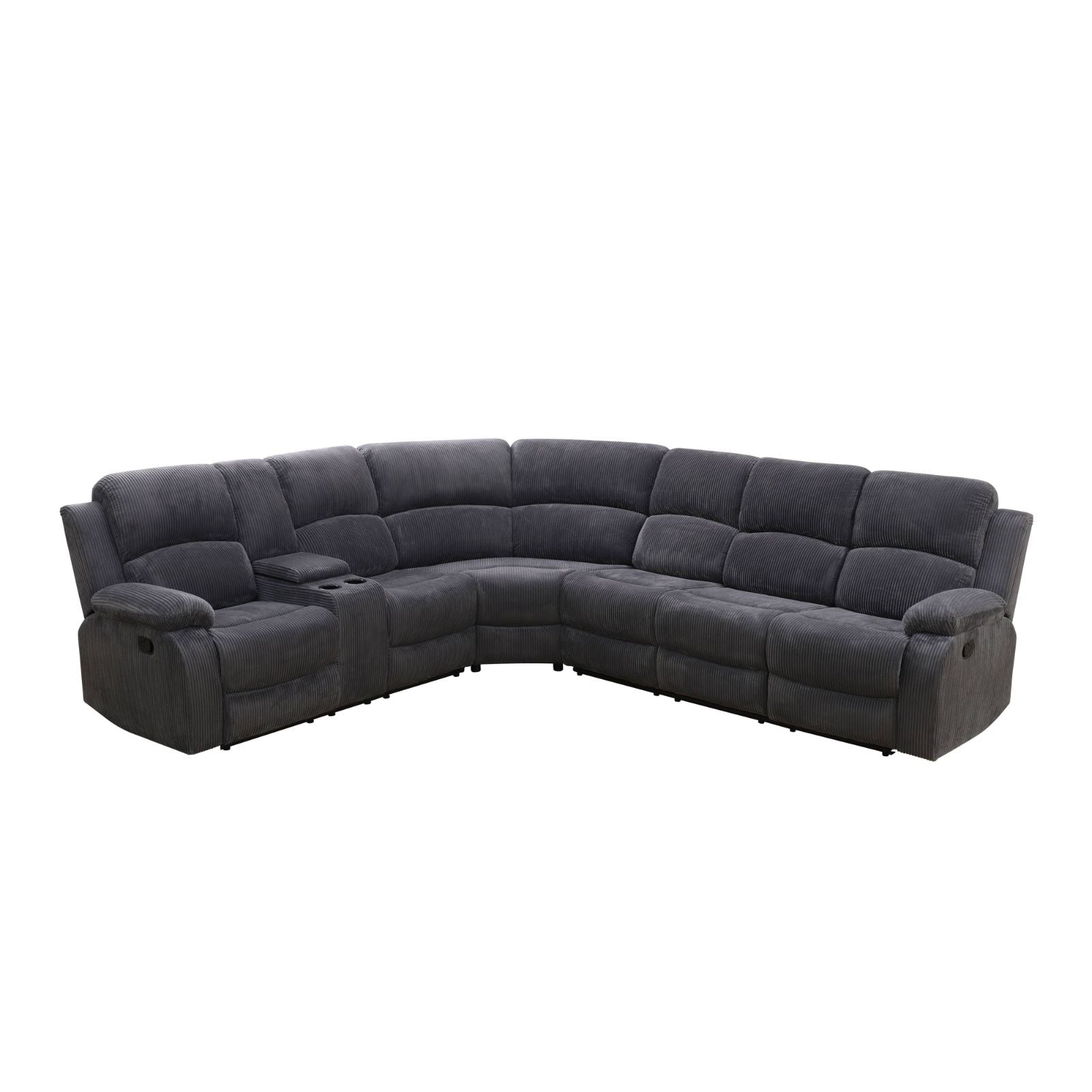 Dark Gray Corduroy Living Room 3-Piece Intelligent Recliner Sofa Set