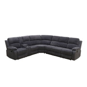 Dark Gray Corduroy Living Room 3-Piece Intelligent Recliner Sofa Set